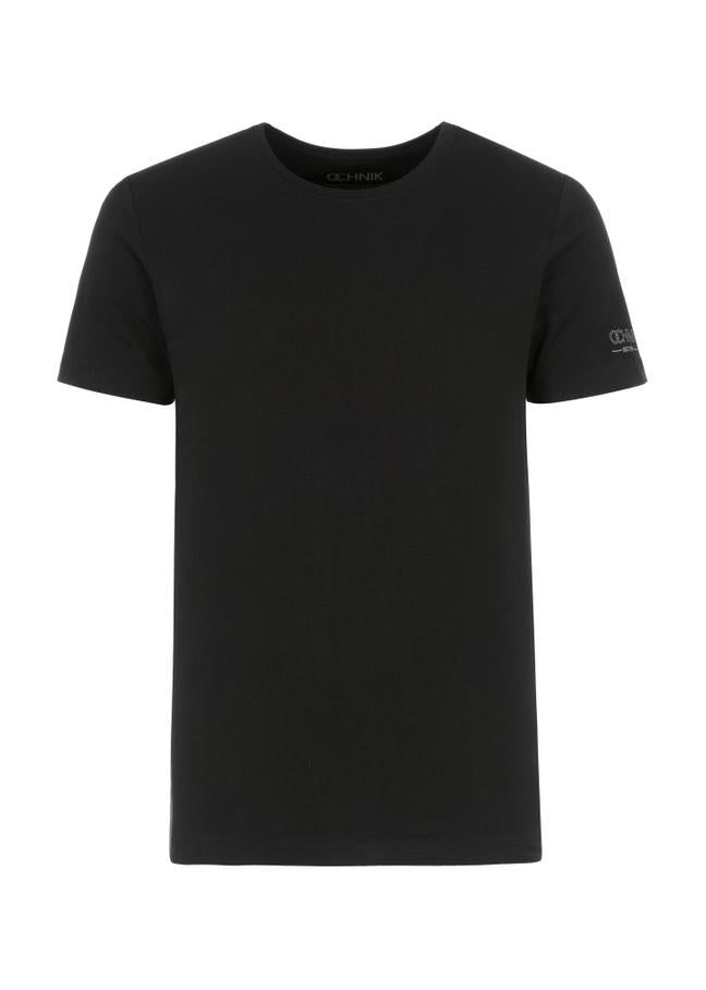 Czarny basic T-shirt męski  z logo