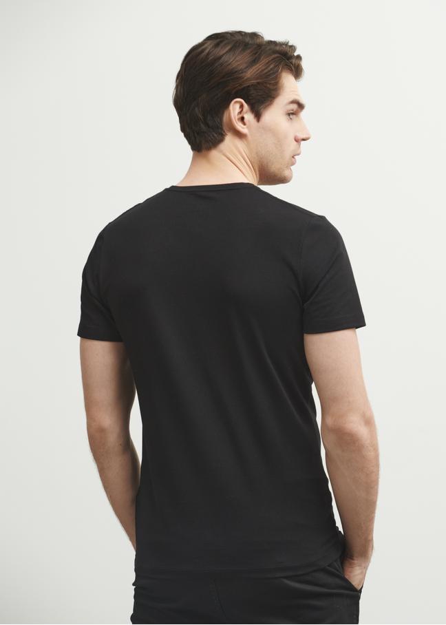 Czarny basic T-shirt męski  z logo
