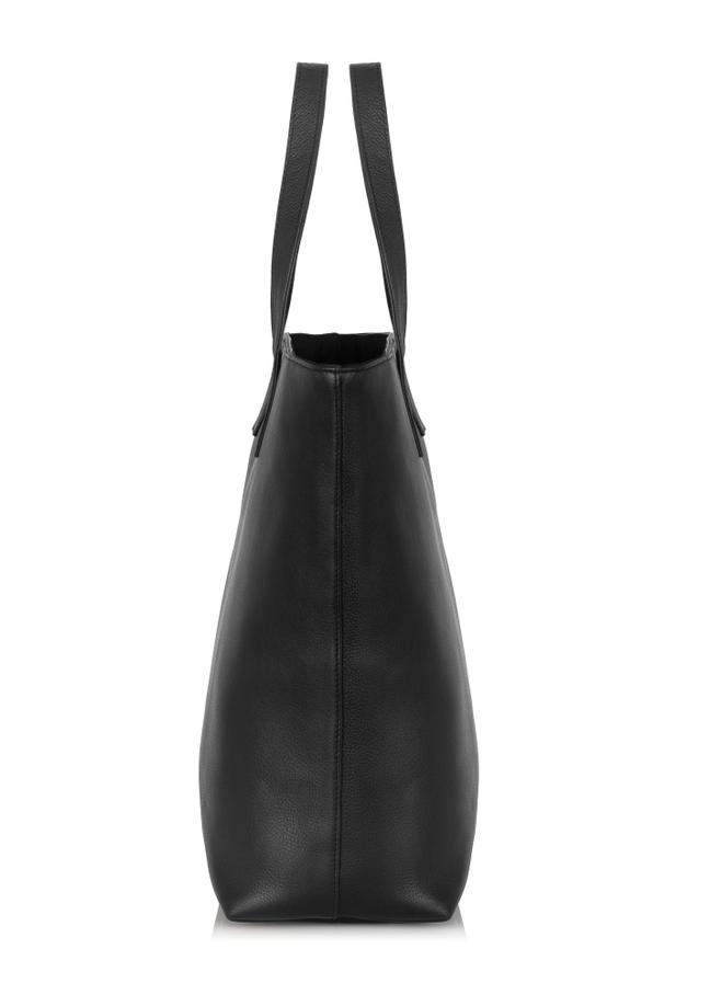 Czarna skórzana torebka shopper