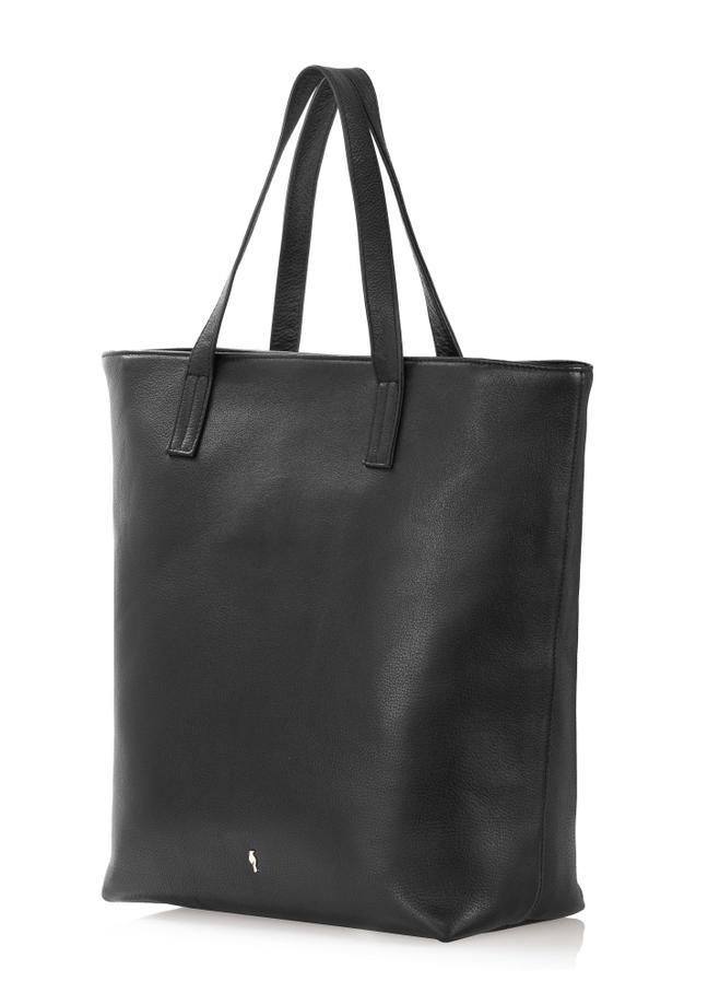 Czarna skórzana torebka shopper