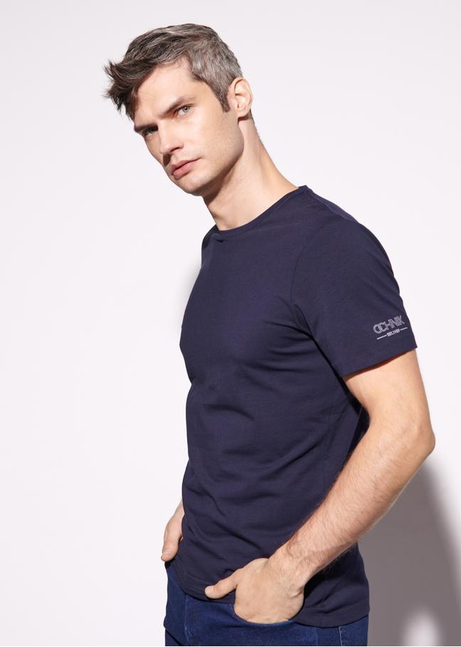 Czarny basic T-shirt męski  z logo