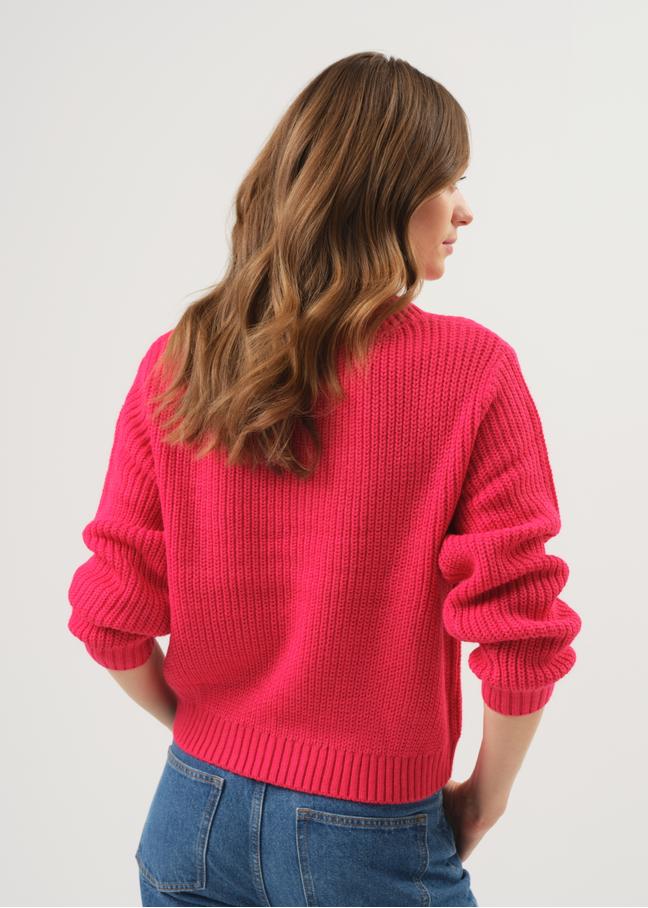 Camelowy sweter dekolt V damski
