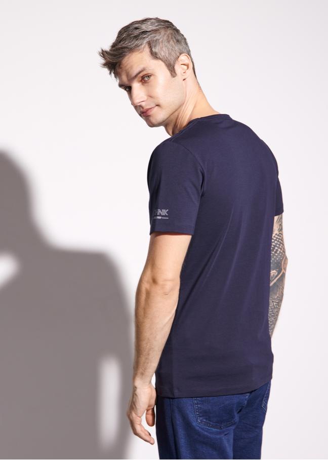 Czarny basic T-shirt męski  z logo