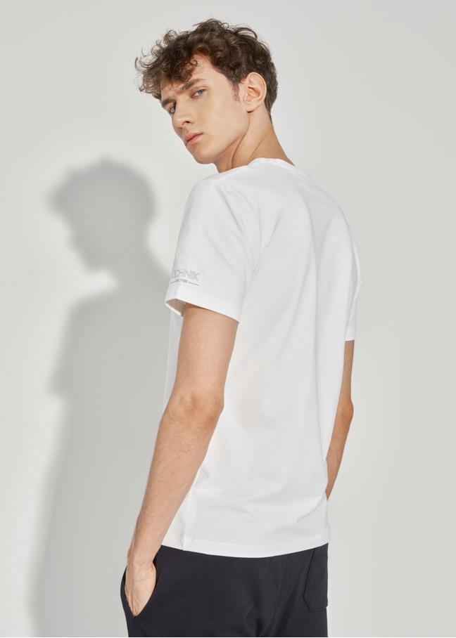 Czarny basic T-shirt męski  z logo